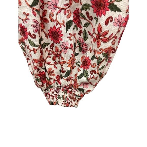 Cottagecore Puff-Sleeve Floral Printed Smocked Poet Swing Oversized Top Size XS - Picture 7 of 12